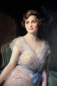 (dettaglio) Ritratto di Miss Leicester-Warren da Philip Alexius de Laszlo