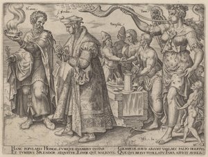 Onore, Splendore, Parassiti, Fama (Gli effetti ingannevoli della ricchezza) da Philip Galle, after Maerten van Heemskerck