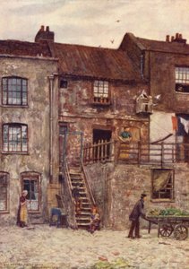 Vecchie case, cortile interno del White Hart Inn, Southwark, 1884 da Philip Norman