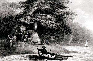 Capanni Fuegiani a Hope Harbour nel Canale di Magellano, inciso da S. Bull da Philip Parker King