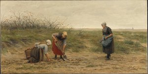 Donne di Scheveningen che leggono un campo di patate raccolto da Philip Sadée