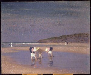 Spiagge di Boulogne, bambini che pescano gamberetti da Philip Wilson Steer