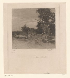 Fattoria su una strada di campagna con alberi da Philip Zilcken (signed by artist)