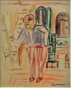 Kirchner davanti al cavalletto nel suo atelier