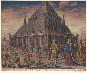 Il Mausoleo di Alicarnasso dalla serie Le otto meraviglie del mondo Dopo Maarten van Heemskerck, 1572 da Philipp Galle