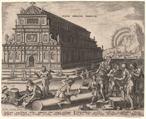 Il Tempio di Diana a Efeso dalla serie Le otto meraviglie del mondo dopo Maarten van Heemskerck, 1572 da Philipp Galle