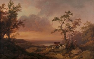 Paesaggio con bestiame e contadino da Philippe-Jacques de Loutherbourg