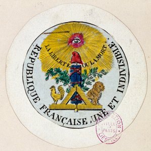 Rivoluzione francese: sigillo decora simboli della Repubblica e dell