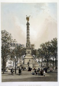 La fontana del Chatelet - litografia di Benoist da Philippe Benoist