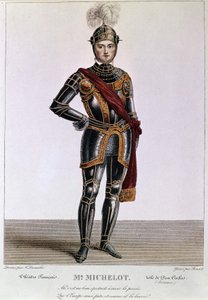 Mr. Michelot nel ruolo di Don Carlos in Hernani di Victor Hugo. Incisione di Benoist. XIX secolo