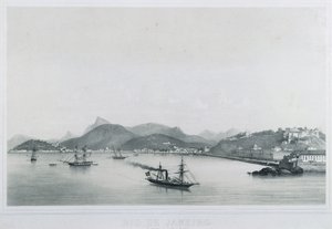 Nove vedute panoramiche di Rio de Janeiro: As Prais St. Luzia a Gloria, 1862 da Philippe Benoist
