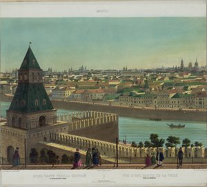 Vista di Zamoskvorechye dal Muro del Cremlino da una vista panoramica di Mosca in 10 parti, ca. 1848 da Philippe Benoist