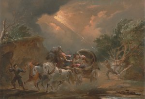 Carrozza in un temporale