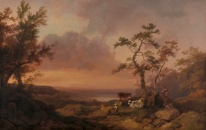 Paesaggio con bestiame e contadino da Philippe Jacques de Loutherbourg