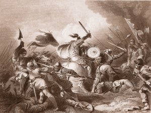 La battaglia di Hastings, inciso da A.H. Payne da Philippe Jacques de Loutherbourg