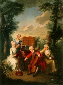 Il principe Federico Luigi, principe di Galles, che suona il violoncello a Kew Palace, c1733-1750 da Philippe Mercier