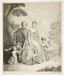 La passeggiata in famiglia, anche chiamata Philippe Mercier, sua prima moglie e famiglia da Philippe Mercier