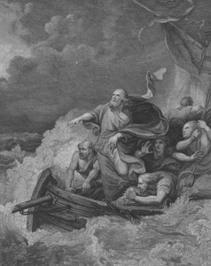 Cristo placa la Tempesta, San Matteo 8, Versetti 23-28 da Philippe de (after) Loutherbourg