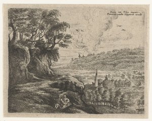 Paesaggio con uomo, donna e bambino da Philips Augustijn Immenraet