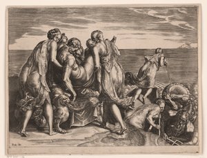 I Feaci portano Ulisse addormentato a Itaca da Philips Galle (attributed to)
