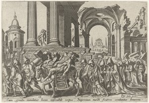 Funerale di Sansone I giorni funesti del popolo ebraico (titolo della serie) da Philips Galle