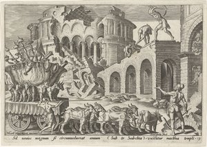 I Caldei saccheggiano il tempio di Gerusalemme, I giorni di sventura del popolo ebraico (titolo della serie) da Philips Galle