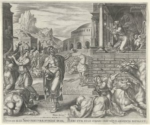 Giona predice la caduta di Ninive (Storia di Giona) da Philips Galle