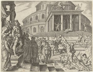Il re Giosia rimuove i cavalli e i carri dedicati al sole da Philips Galle