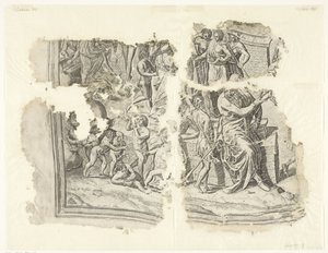 Angolo in basso a sinistra di una stampa della scena di Cebes (Tabula Cebetis Carta Vitae) da Philips Galle