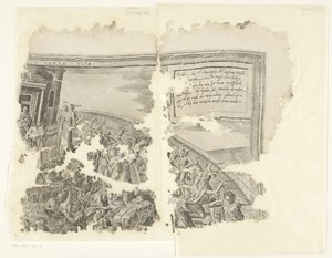 Angolo in alto a destra di una stampa della scena di Cebes da Philips Galle