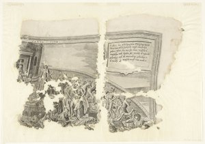 Angolo in alto a destra di una stampa della scena di Cebes (Tabula Cebetis Carta Vitae) da Philips Galle