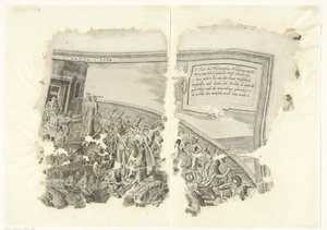 Angolo superiore destro di una stampa della scena di Cebes (Tabula Cebetis Carta Vitae) da Philips Galle