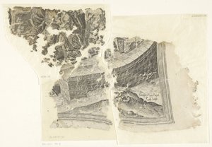 Angolo in basso a destra di una stampa della scena di Cebes (Tabula Cebetis Carta Vitae) da Philips Galle