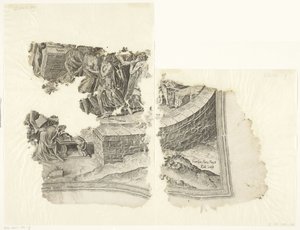 Angolo in basso a destra di una stampa della scena di Cebes (Tabula Cebetis Carta Vitae) da Philips Galle