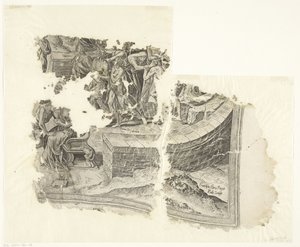 Angolo in basso a destra di una stampa della scena di Cebes (Tabula Cebetis Carta Vitae) da Philips Galle