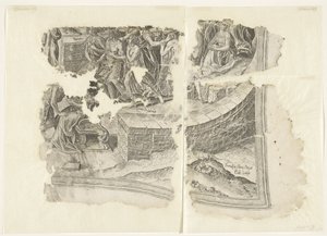 Angolo inferiore destro di una stampa della scena di Cebes (Tabula Cebetis Carta Vitae) da Philips Galle