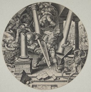 Sansone distrugge il tempio dei filistei da Philips Galle
