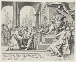 Saphan legge il Libro della Legge a Giosia da Philips Galle