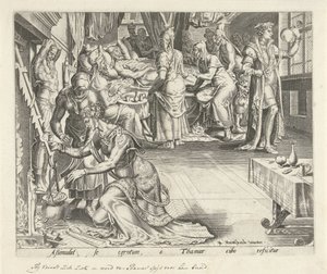 Tamar cucina per Amnon (Storia di Tamar e Amnon) da Philips Galle