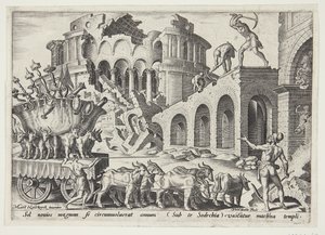 I Caldei portano via i tesori del tempio da Philips Galle
