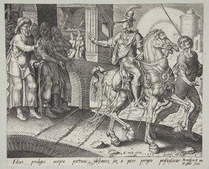 Il figliol prodigo lascia la casa del padre da Philips Galle
