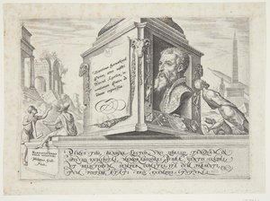 Titolo, al centro il ritratto di Heemskerck da Philips Galle