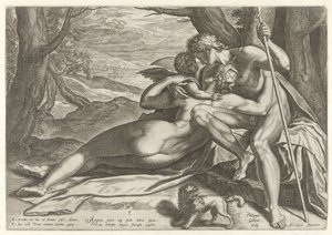 Venere e Adone con Amore da Philips Galle