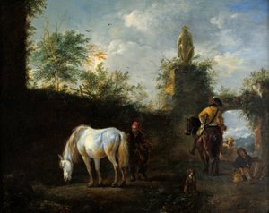 Una festa di falconeria, c.1665 da Philips Wouwerman