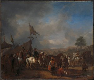 Fiera di cavalli vicino a un campo militare da Philips Wouwerman