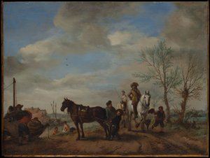 Un uomo e una donna a cavallo da Philips Wouwerman