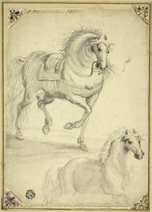 Due schizzi di cavallo al trotto da Philips Wouwerman