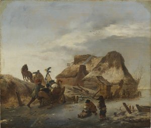 Un nobile in slitta sul ghiaccio da Philips Wouwermans or Wouwerman