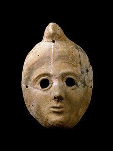 Arte fenicia: maschera di donna in terracotta. Da Puerta de la Tierra. IV-III secolo a.C. Cadice, Museo di Cadice, Spagna da Phoenician