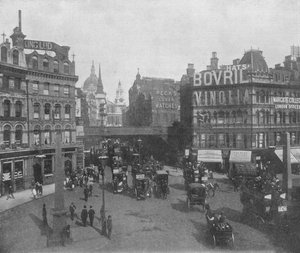 Ludgate Circus e Ludgate Hill, Città di Londra, c1910-1911 da Photochrom Co Ltd of London